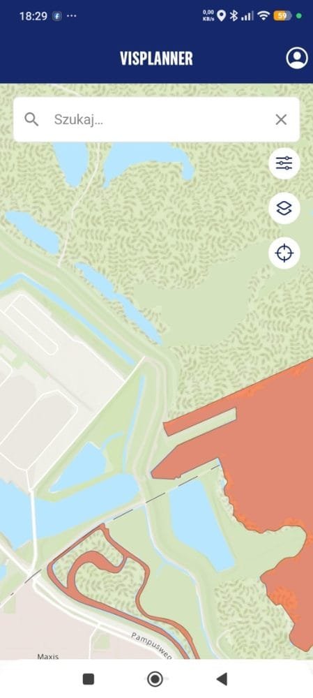 Zrzuty ekranu aplikacji VISplanner pokazujące mapę łowisk